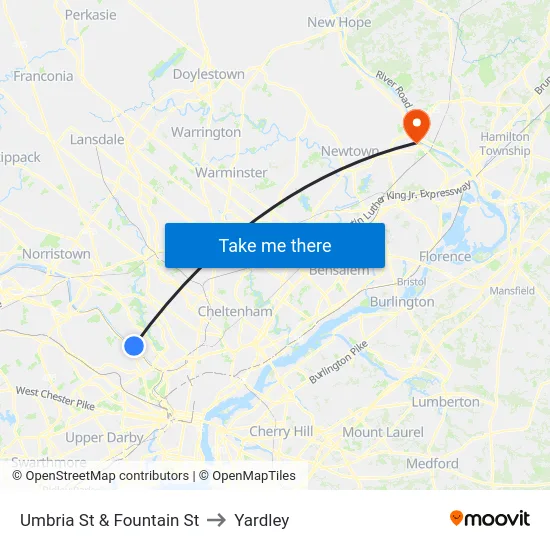 Umbria St & Fountain St to Yardley map