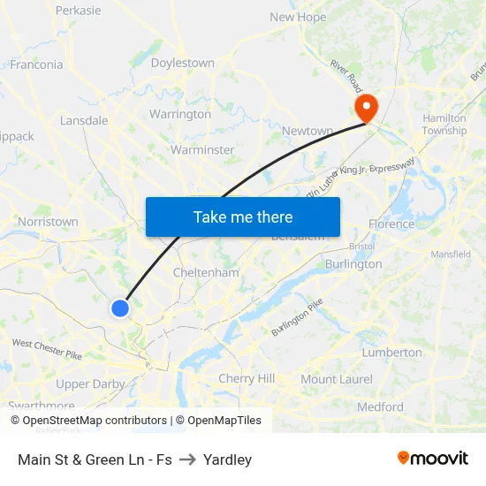 Main St & Green Ln - Fs to Yardley map