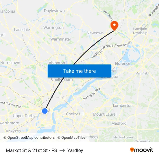 Market St & 21st St - FS to Yardley map