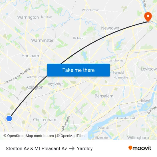 Stenton Av & Mt Pleasant Av to Yardley map