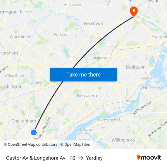 Castor Av & Longshore Av - FS to Yardley map