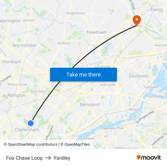 Fox Chase Loop to Yardley map