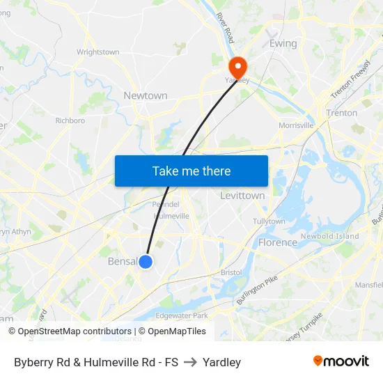 Byberry Rd & Hulmeville Rd - FS to Yardley map