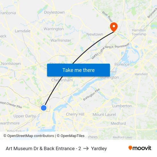 Art Museum Dr & Back Entrance - 2 to Yardley map