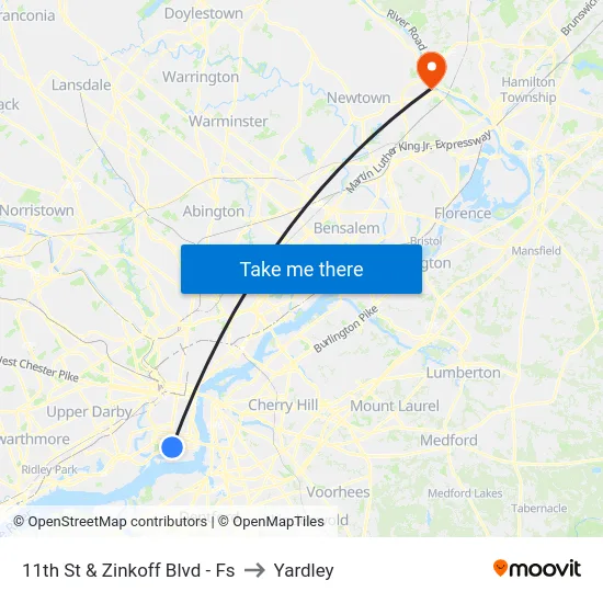 11th St & Zinkoff Blvd - Fs to Yardley map