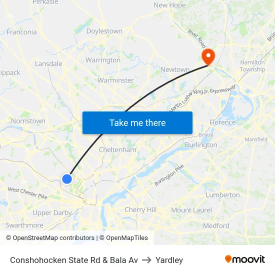Conshohocken State Rd & Bala Av to Yardley map