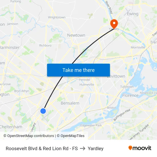 Roosevelt Blvd & Red Lion Rd - FS to Yardley map