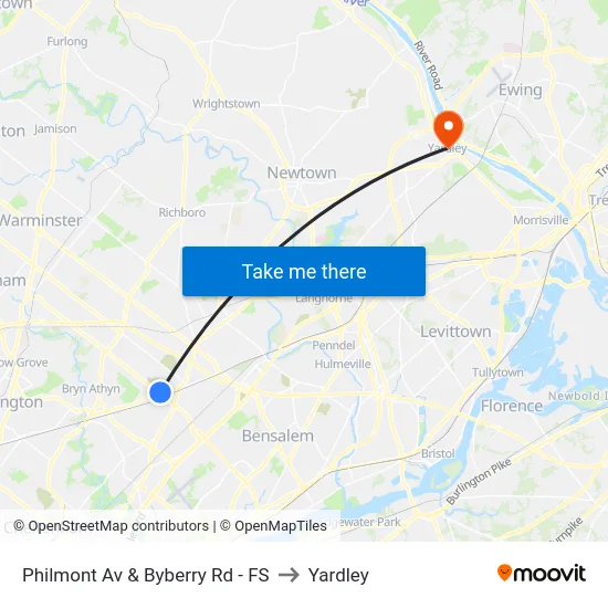 Philmont Av & Byberry Rd - FS to Yardley map