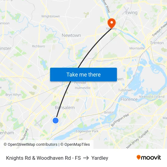 Knights Rd & Woodhaven Rd - FS to Yardley map