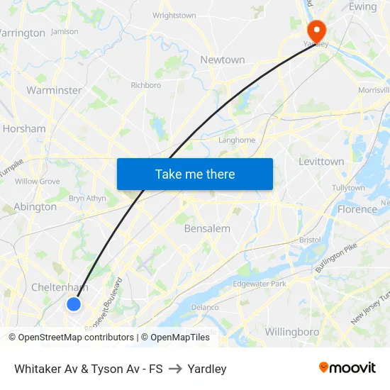 Whitaker Av & Tyson Av - FS to Yardley map