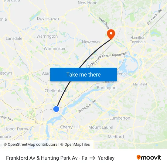 Frankford Av & Hunting Park Av - Fs to Yardley map