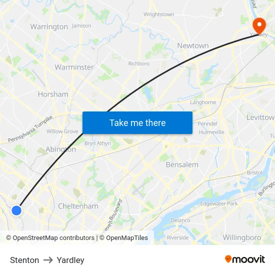 Stenton to Yardley map