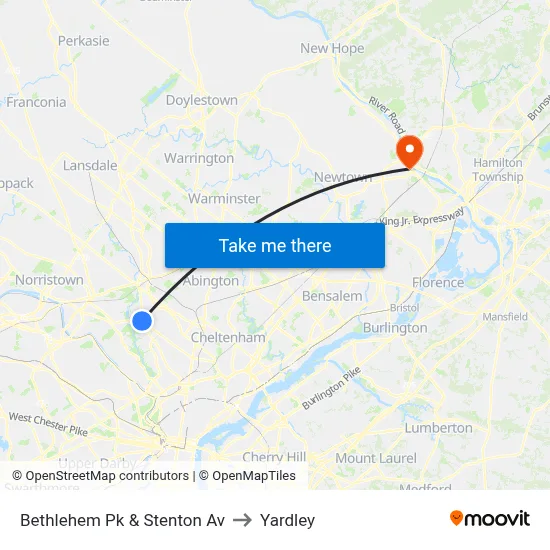 Bethlehem Pk & Stenton Av to Yardley map