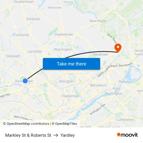 Markley St & Roberts St to Yardley map