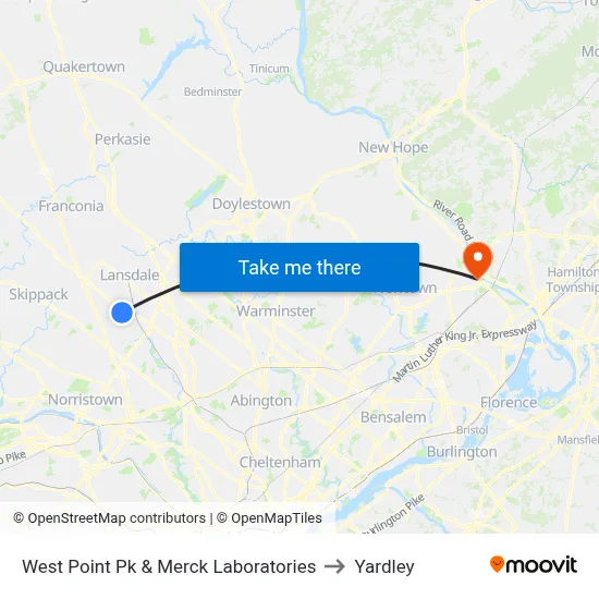 West Point Pk & Merck Laboratories to Yardley map