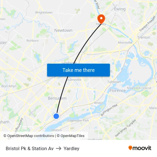 Bristol Pk & Station Av to Yardley map
