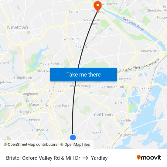 Bristol Oxford Valley Rd & Mill Dr to Yardley map