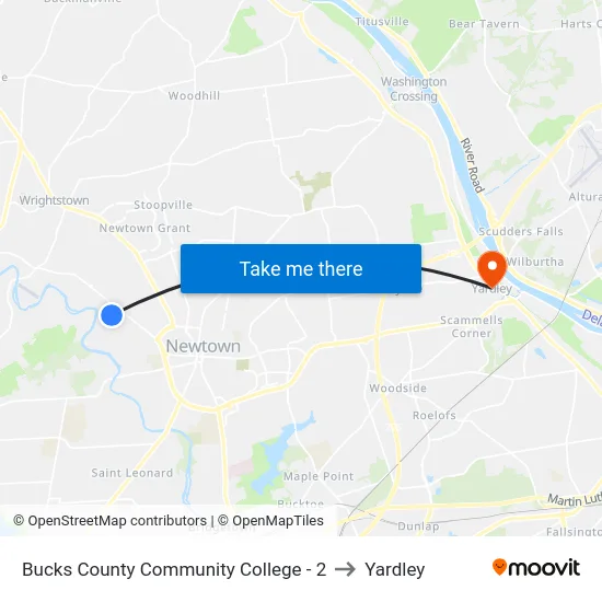 Bucks County Community College - 2 to Yardley map