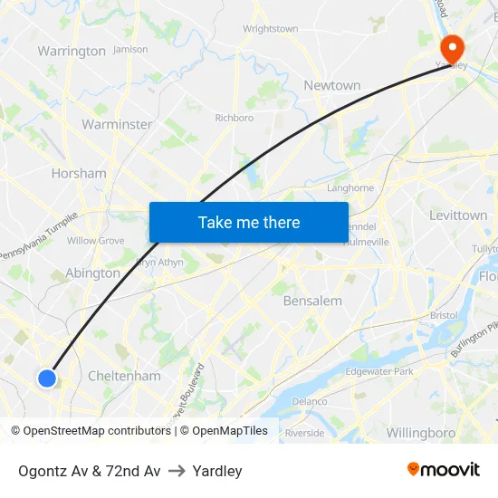Ogontz Av & 72nd Av to Yardley map