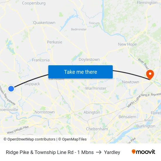 Ridge Pike & Township Line Rd - 1 Mbns to Yardley map