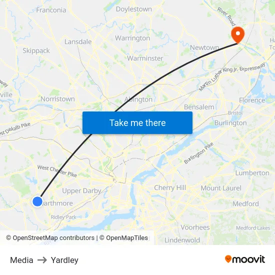 Media to Yardley map
