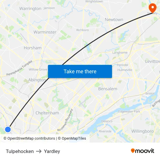 Tulpehocken to Yardley map