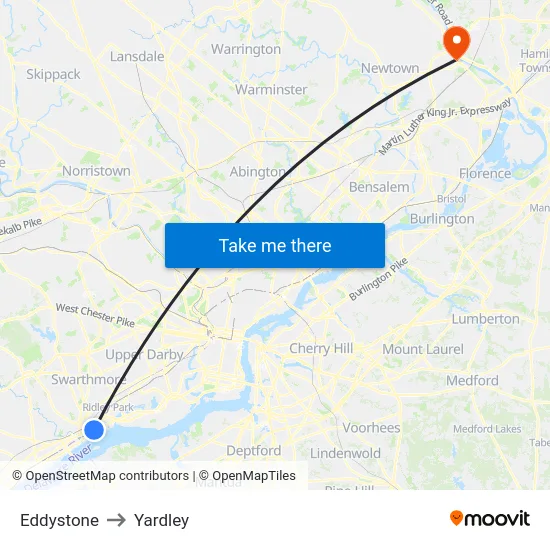 Eddystone to Yardley map