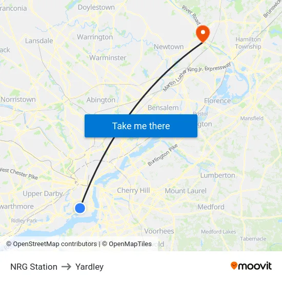 NRG Station to Yardley map