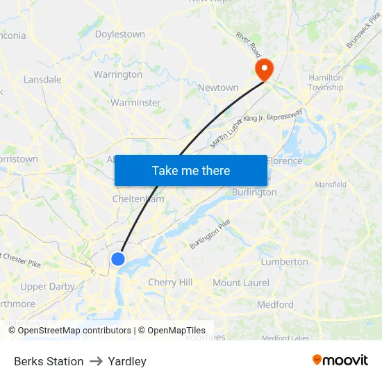 Berks Station to Yardley map