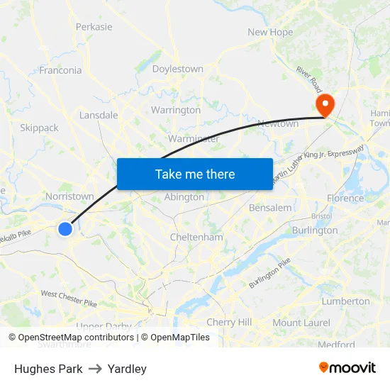 Hughes Park to Yardley map