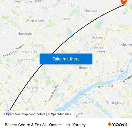 Bakers Centre & Fox St - Onsite 1 to Yardley map