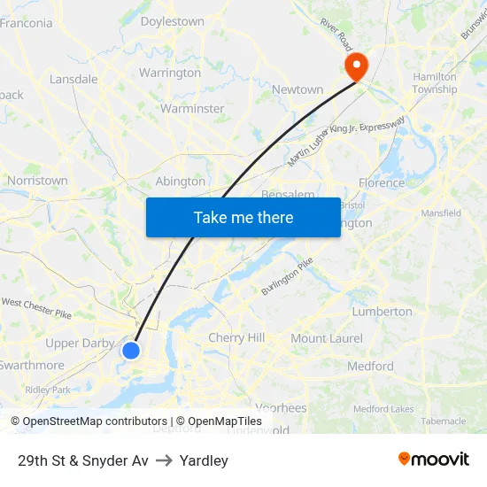 29th St & Snyder Av to Yardley map