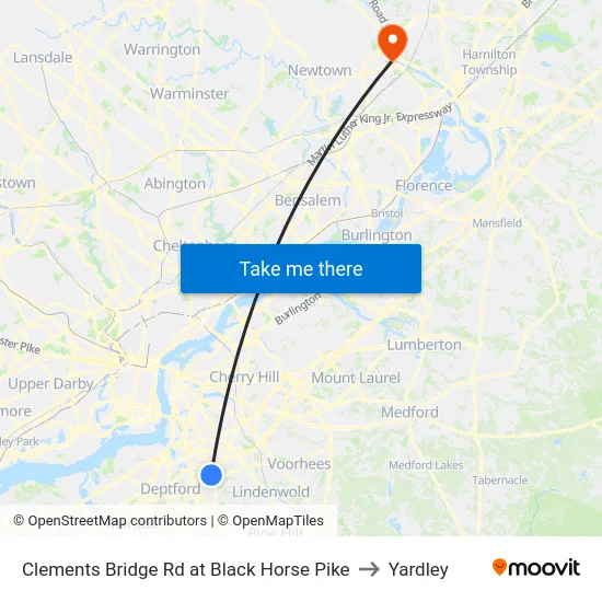 Clements Bridge Rd at Black Horse Pike to Yardley map