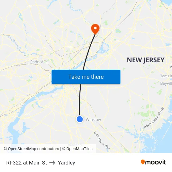 Rt-322 at Main St to Yardley map