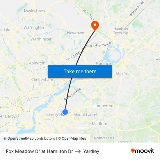 Fox Meadow Dr at Hamilton Dr to Yardley map