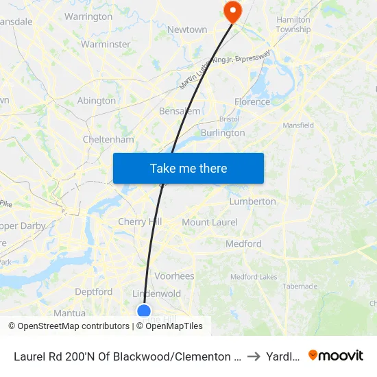 Laurel Rd 200'N Of Blackwood/Clementon Rd to Yardley map