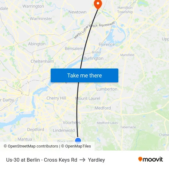 Us-30 at Berlin - Cross Keys Rd to Yardley map