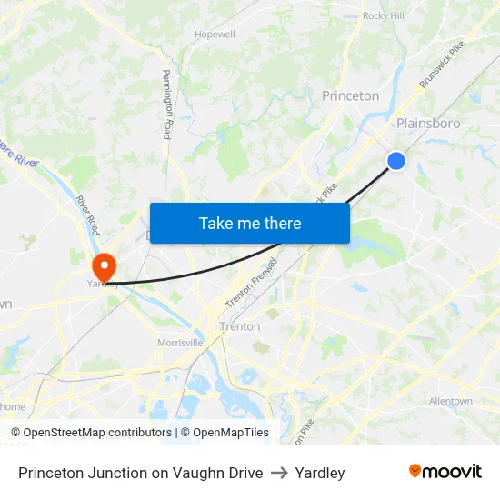 Princeton Junction on Vaughn Drive to Yardley map