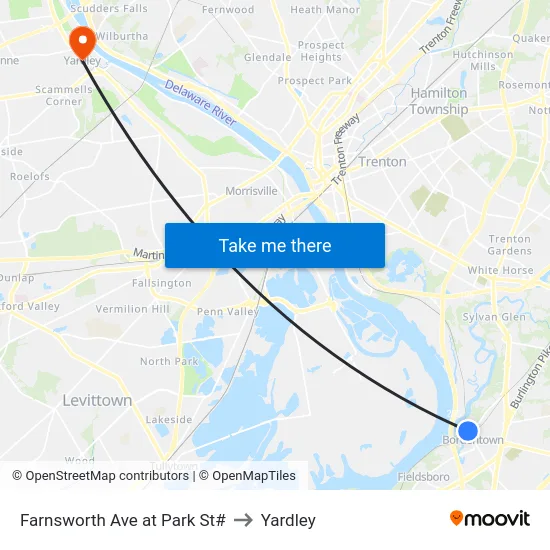 Farnsworth Ave at Park St# to Yardley map