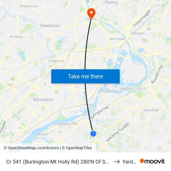 Cr 541 (Burlington-Mt Holly Rd) 280'N Of Sunset Rd to Yardley map