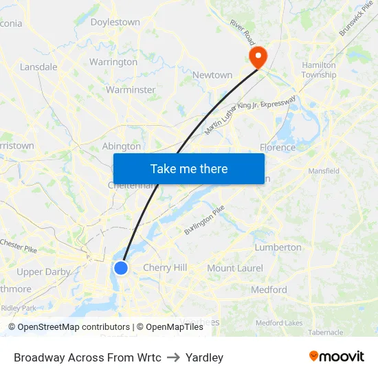 Broadway Across From Wrtc to Yardley map