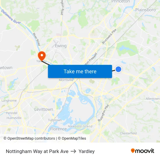 Nottingham Way at Park Ave to Yardley map