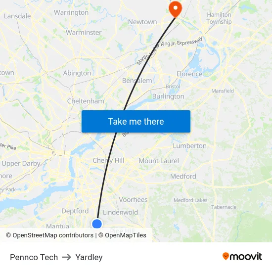 Pennco Tech to Yardley map