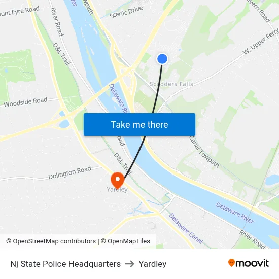 Nj State Police Headquarters to Yardley map