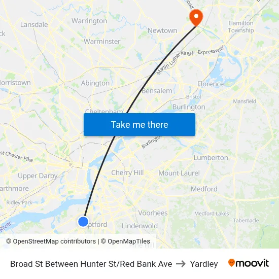 Broad St Between Hunter St/Red Bank Ave to Yardley map