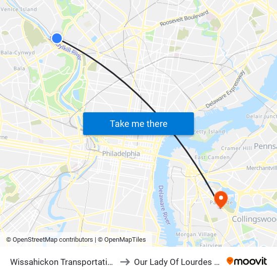 Wissahickon Transportation Center - Onsite to Our Lady Of Lourdes Medical Center map