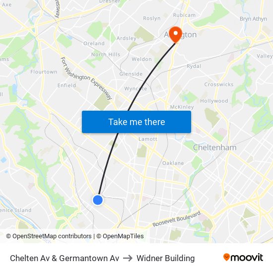 Chelten Av & Germantown Av to Widner Building map