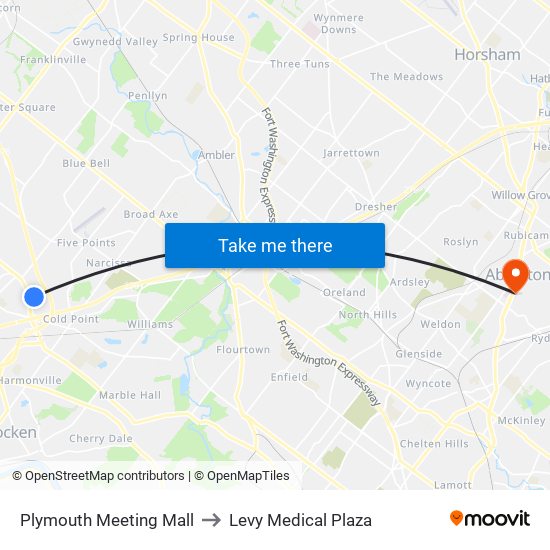 Plymouth Meeting Mall to Levy Medical Plaza map