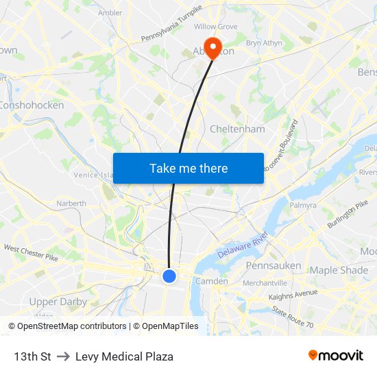 13th St to Levy Medical Plaza map