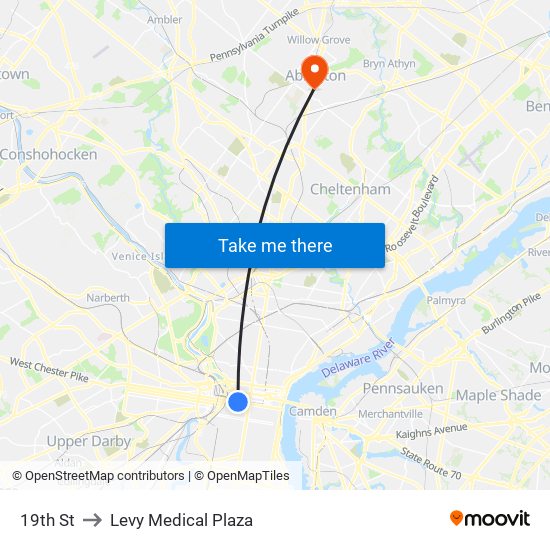 19th St to Levy Medical Plaza map